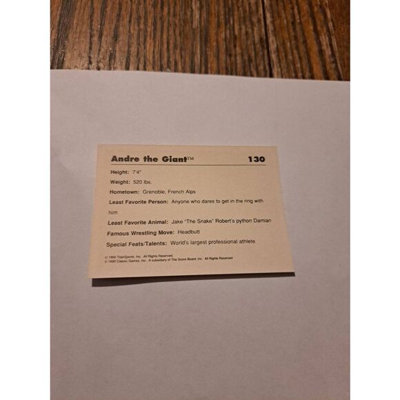 Vintage 1990 WWF Andre the Giant Classic Wrestling Trading Card 130 Titan Sports - Picture 2 of 2